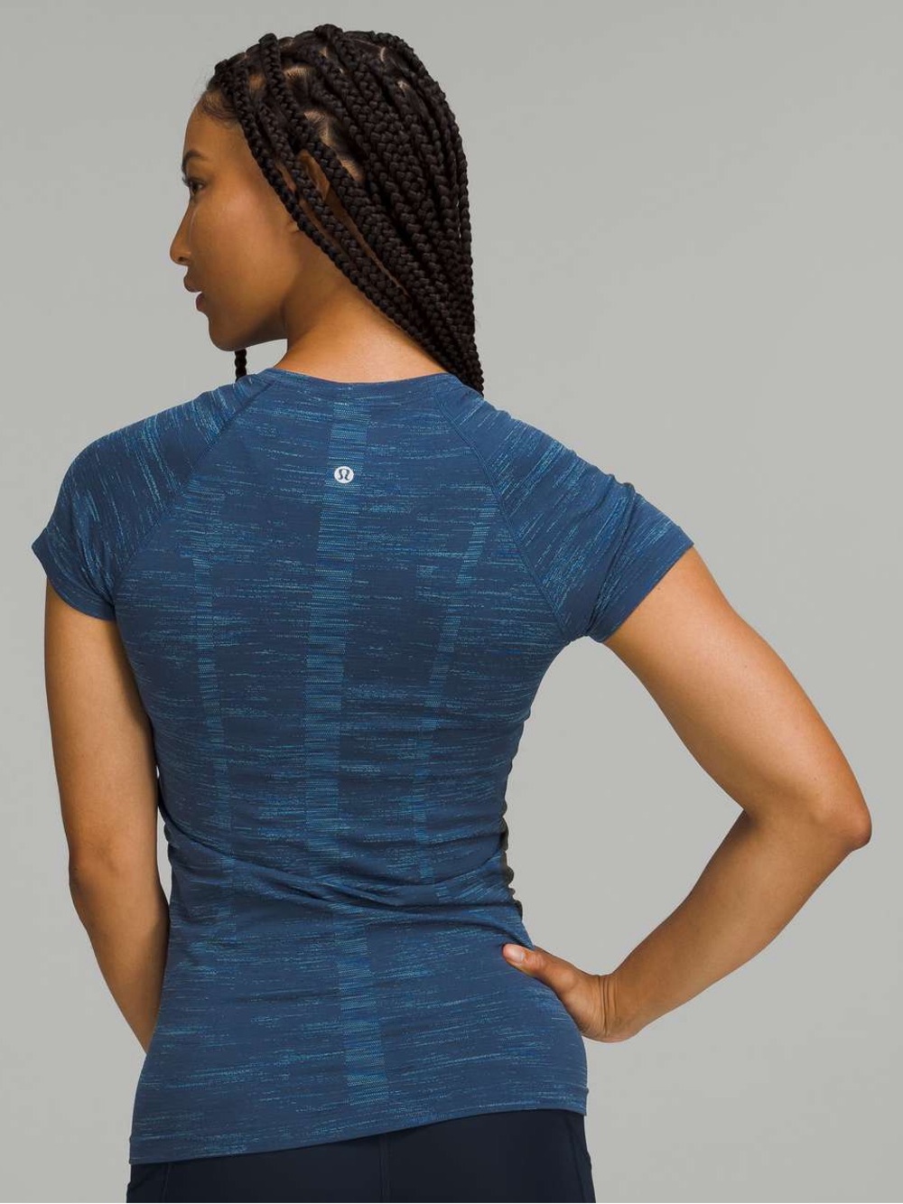 Lululemon Swiftly Tech Short Sleeve Shirt 2.0 Chroma Check Mineral Blue size 12